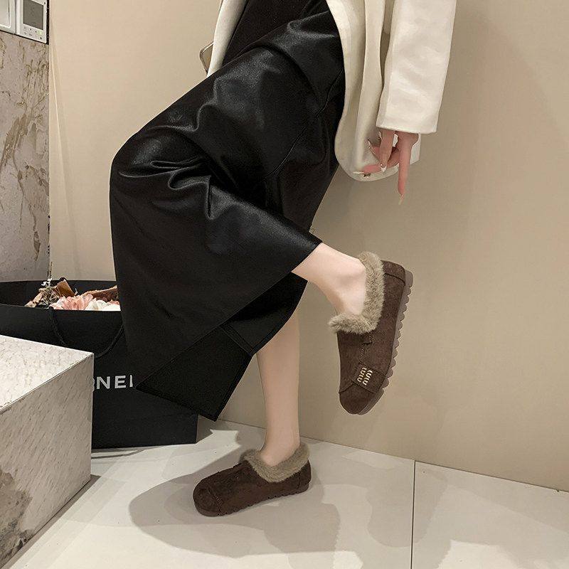 2025冬季新款加绒复古棉鞋女软底防滑豆豆鞋保暖休闲一脚蹬勃肯鞋,淘宝优惠券,粉丝福利购,淘宝优惠卷