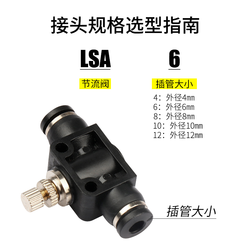 气动气管接头限流阀调节阀管道节流阀LSA4 LSA6 LSA8 LSA10 LSA12