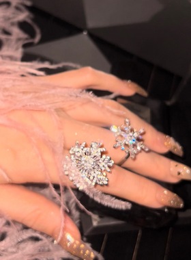 限定雪花戒指开口可调节个性夸张