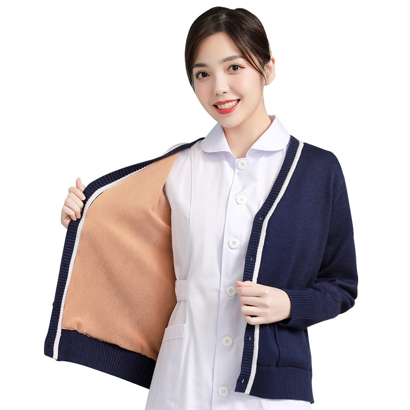 blue sweater coat