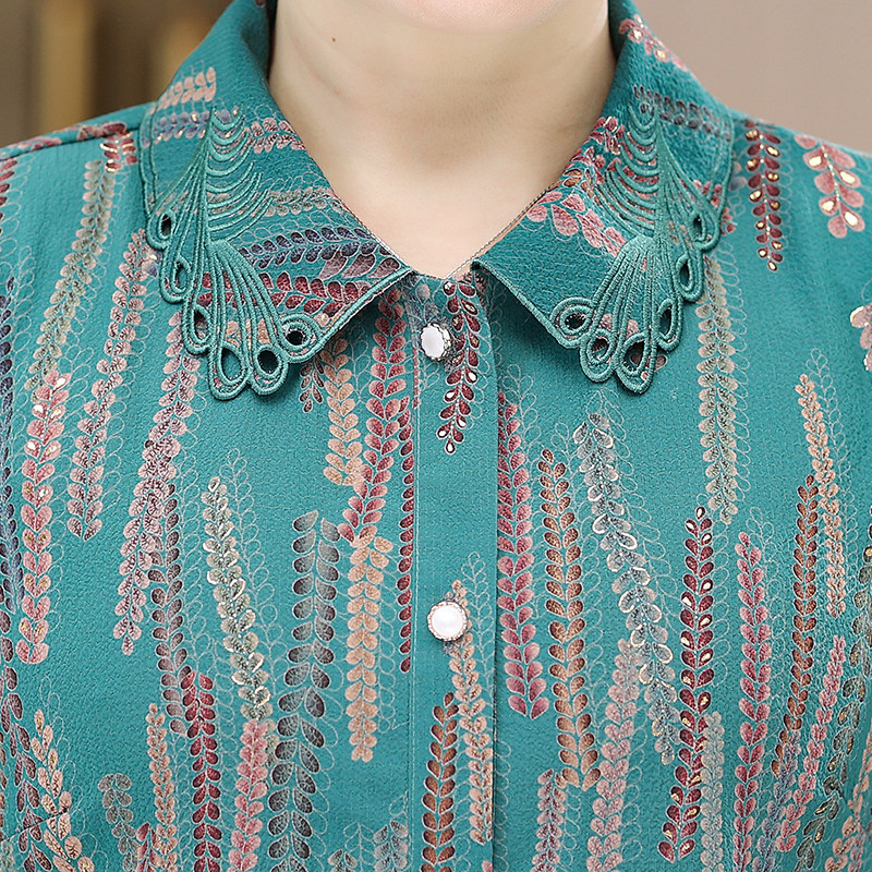 中老年人春装女奶奶装衬衫套装60-70-80岁妈妈夏装衬衣老人衣服薄