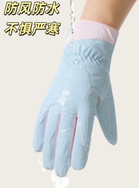 加厚手套女冬季加绒防风防水防滑触屏棉骑电动车滑雪户外运动手套