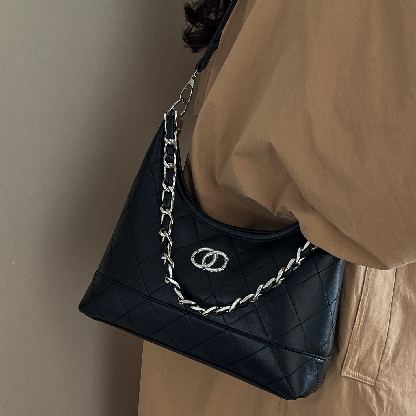 包包女包小香风菱格小方包链条单肩腋下包简约时尚流行百搭斜挎包,淘宝优惠券,粉丝福利购,淘宝优惠卷