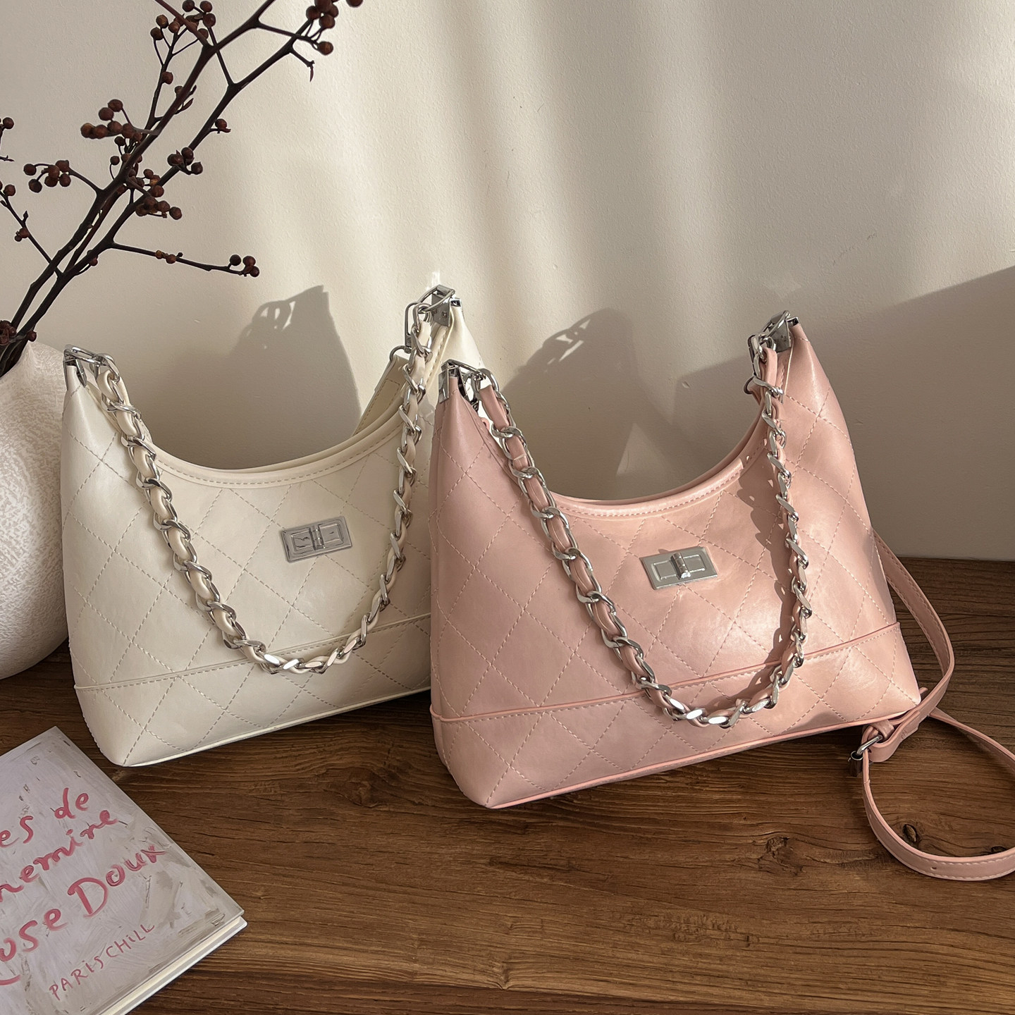 包包女包小香风菱格小方包链条单肩腋下包简约时尚流行百搭斜挎包,淘宝优惠券,粉丝福利购,淘宝优惠卷