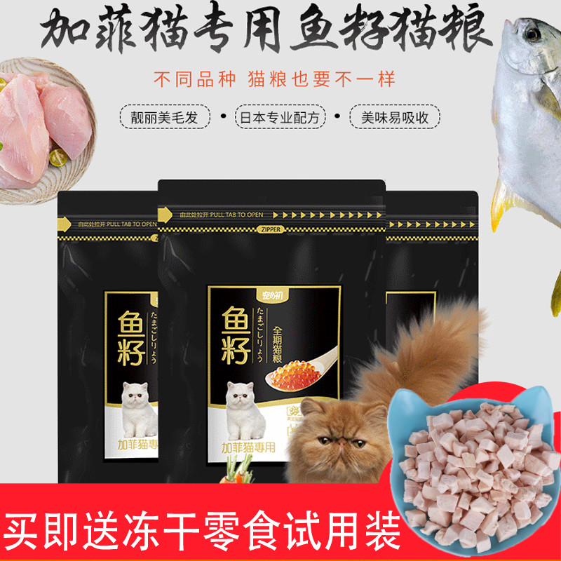 加菲猫专用猫粮宠之初鱼籽成幼3斤天然美亮去毛球异国短毛猫包邮优惠券