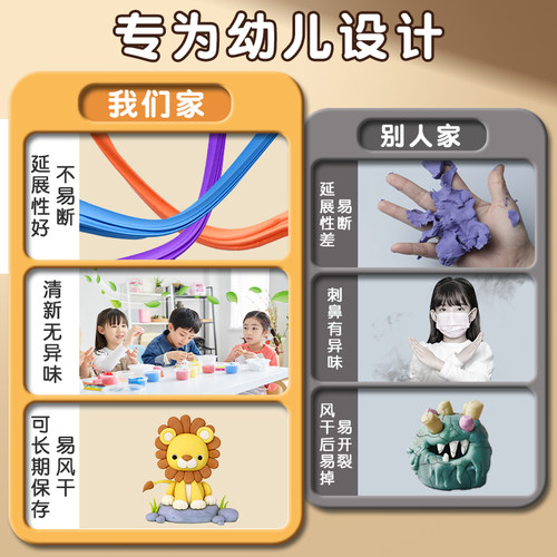 得力儿童超轻粘土无毒环保安全无味橡皮泥彩泥手工24色大包幼儿园 - 图0
