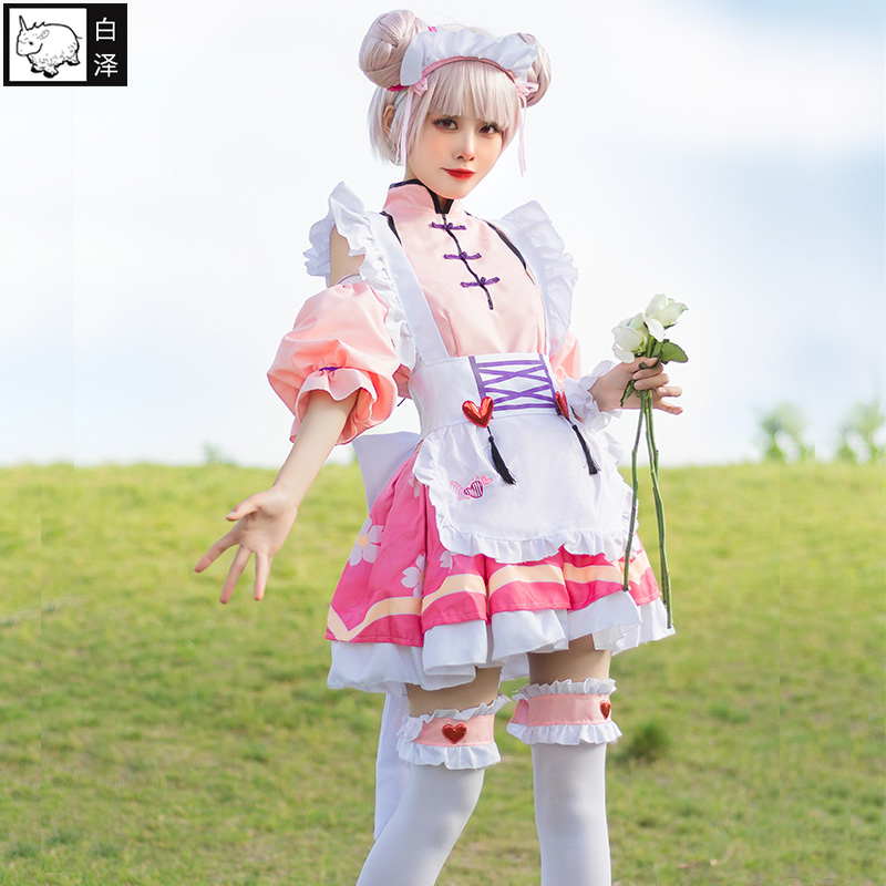 白泽小乔cosplay服装女全套装游戏动漫粉色女仆装漫展制服二次元 - 图0