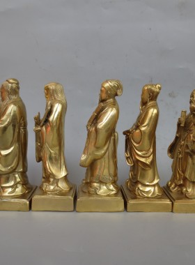 纯铜五大文人孔子孟子老墨庄子像