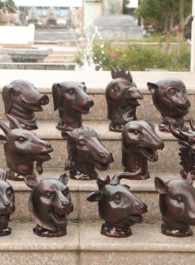 纯黄铜圆明园十二生肖兽首摆件