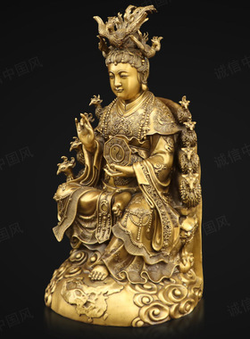 黄铜纯铜地母娘娘供奉神像摆件
