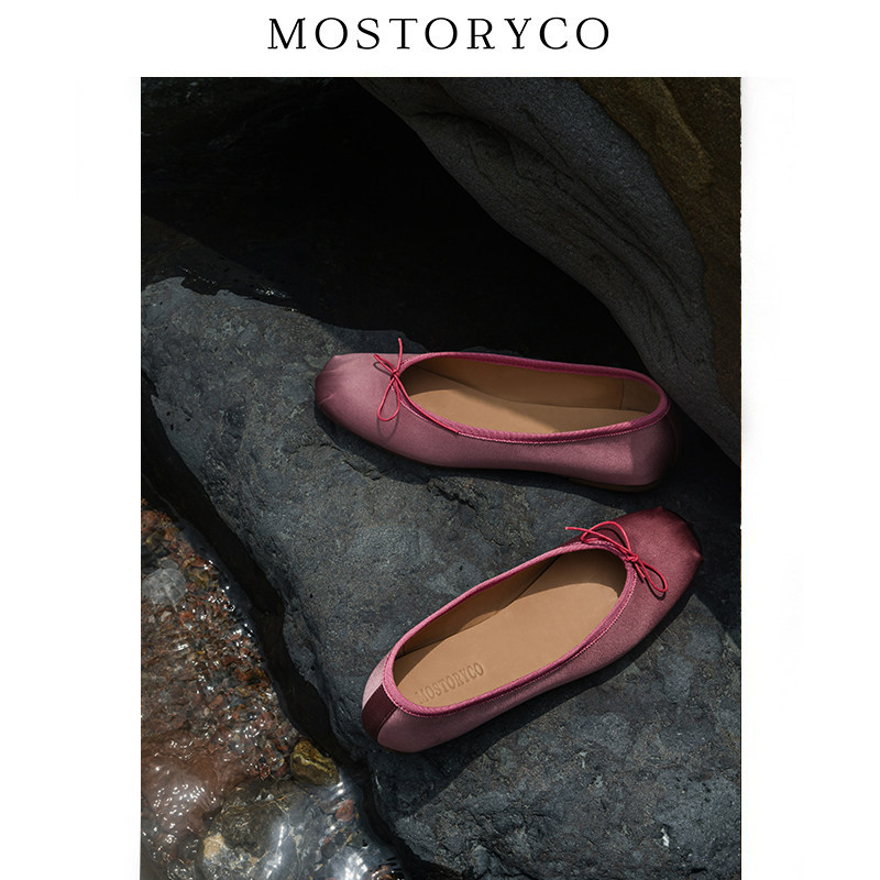 Mostoryco|白茶葡萄植物染38姆真丝平底鞋复古芭蕾舞鞋浅口单鞋女,淘宝优惠券,粉丝福利购,淘宝优惠卷