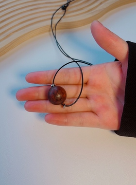 天然手作小叶紫檀皮绳项链女国潮