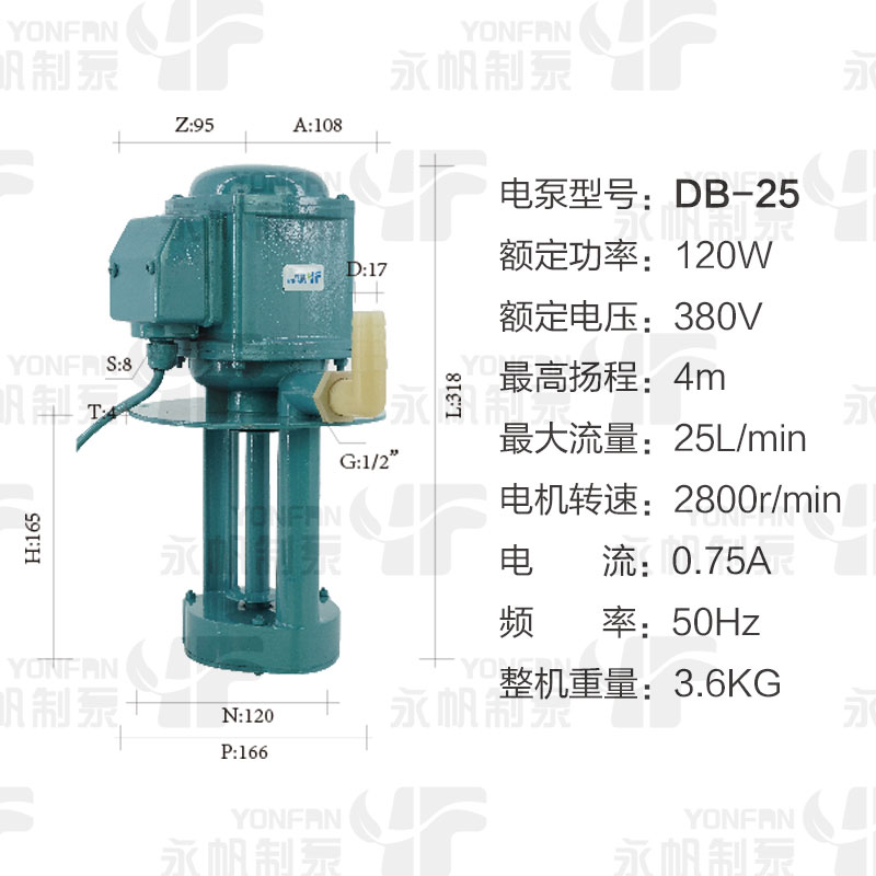 永帆三相电泵机床冷却泵油泵循环线切割水泵磨床ABDBJCB220v380v-图2