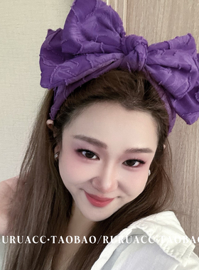 高级感剪花肌理纯色蝴蝶结发箍女