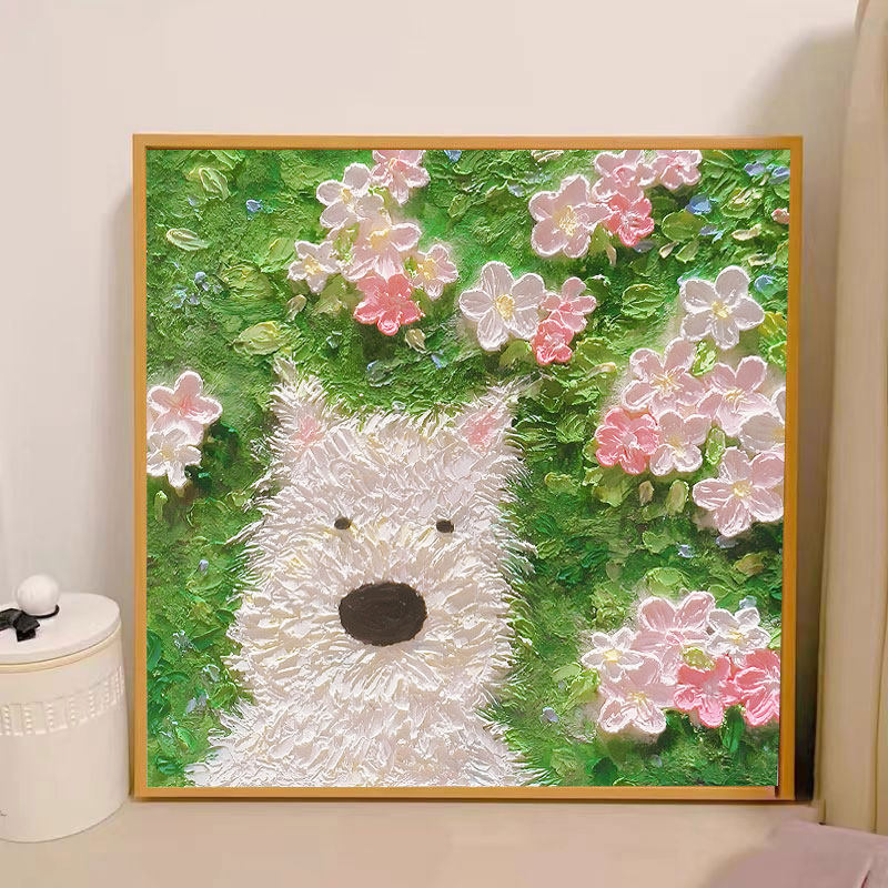 花园小狗钻石画2025新款手工DIY钻石十字绣卡通点贴钻小狗钻石绣,淘宝优惠券,粉丝福利购,淘宝优惠卷