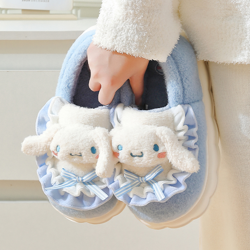 棉拖鞋女秋冬季可爱玉桂狗室内防滑厚底云朵鞋底保暖hellokitty - 图2