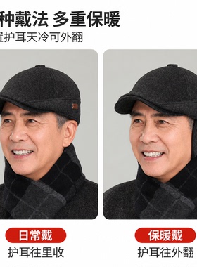 恒源祥鸭舌帽中老年人冬季前进帽