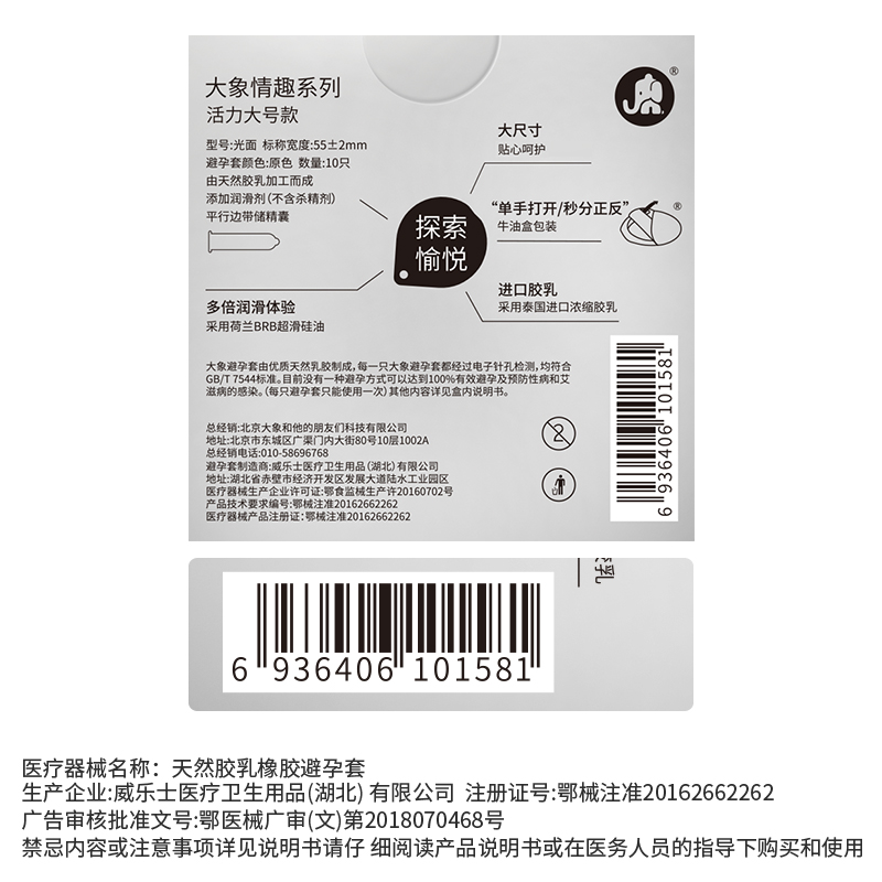 大象大号避孕套超薄安全套55mm56mm加大码60mm男用58mm超大套子 - 图1