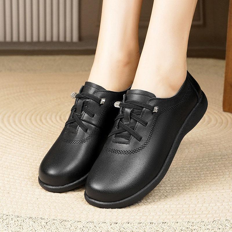 春秋季新款真皮软皮软底女鞋久站不累深口单鞋中老年妈妈平底皮鞋,淘宝优惠券,粉丝福利购,淘宝优惠卷