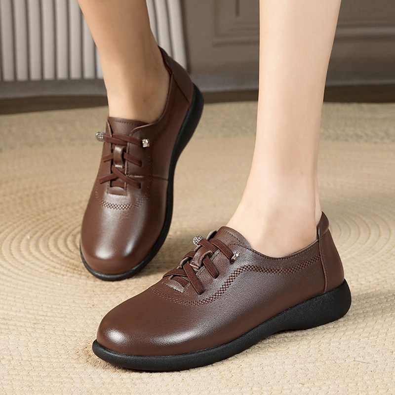 春秋季新款真皮软皮软底女鞋久站不累深口单鞋中老年妈妈平底皮鞋,淘宝优惠券,粉丝福利购,淘宝优惠卷