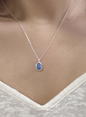 天然宝石碧玉虎眼石S925项链