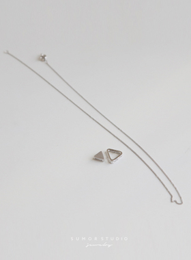 原创三角形吊坠纯银项链
