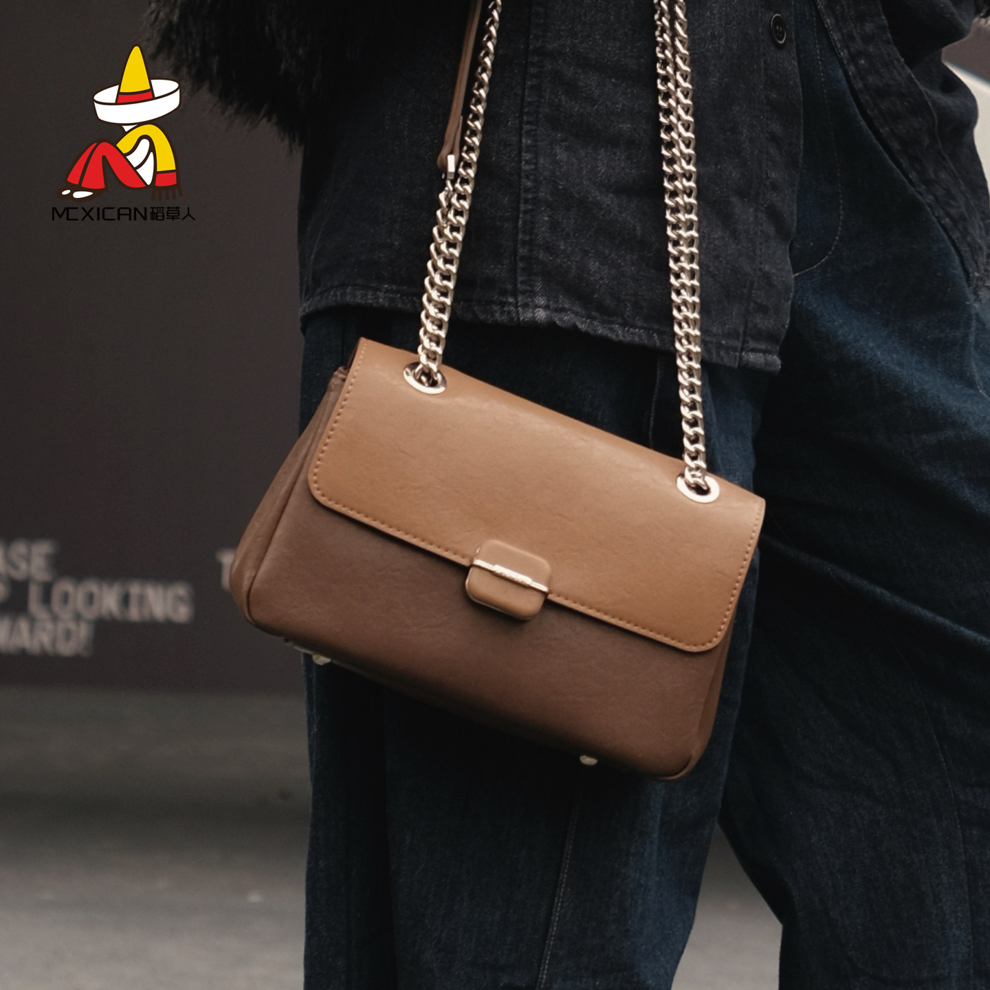 稻草人女包单肩腋下包包2025新款斜挎包高级感轻奢链条牛皮小方包,淘宝优惠券,粉丝福利购,淘宝优惠卷