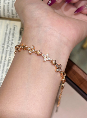 抖音直播爆款轻奢时尚精工花朵星星手链小众百搭高级感手环手链女