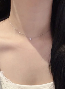 银色灵动小蝴蝶项链2025新款小巧精致轻奢高级感钛钢不掉色锁骨链
