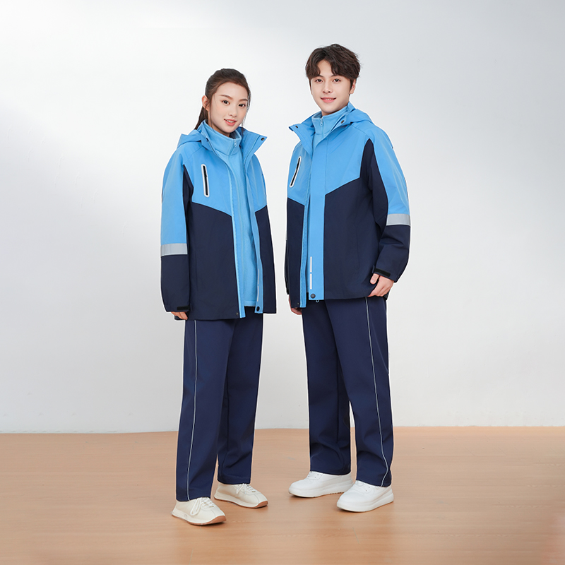 江西南昌市初高中小学生统一校服秋冬季儿童班服加厚冲锋衣三件套 - 图2