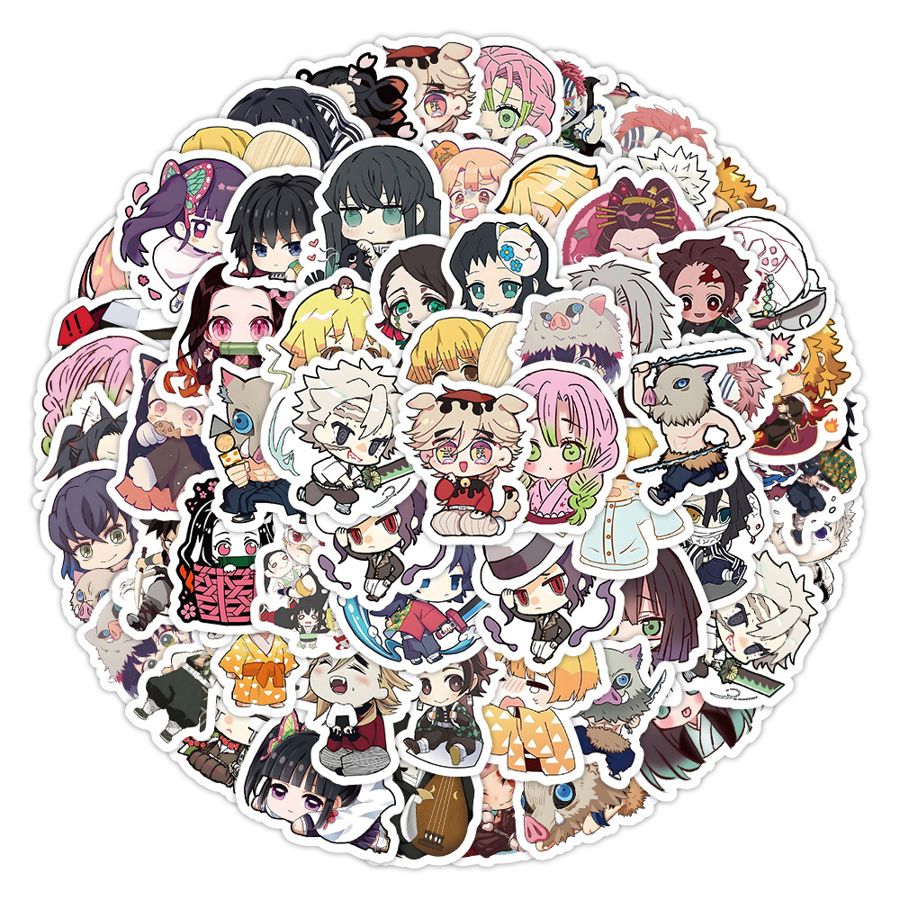 60pcs Cute Cartoon Anime Demon Slayer Anime Stickers Decorat - 图0