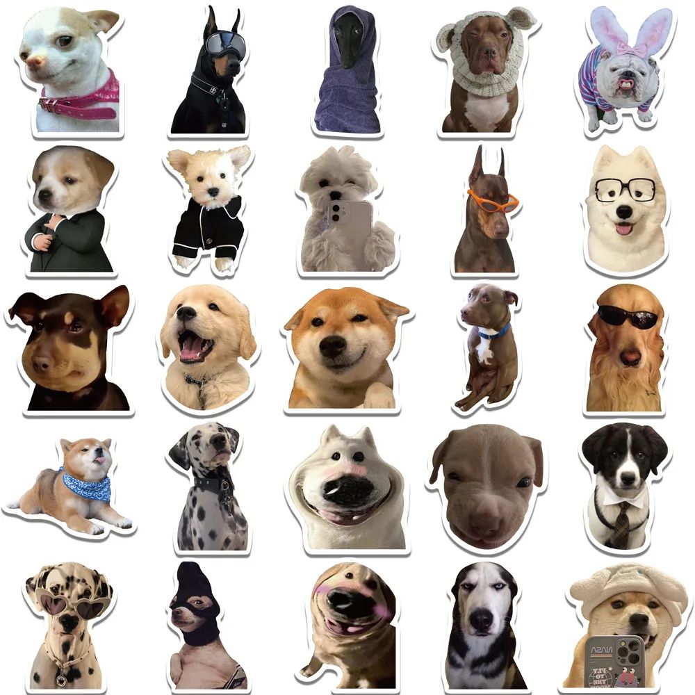 50Pcs Funny Meme Dog Waterproof Graffiti Sticker Aesthetic D - 图3