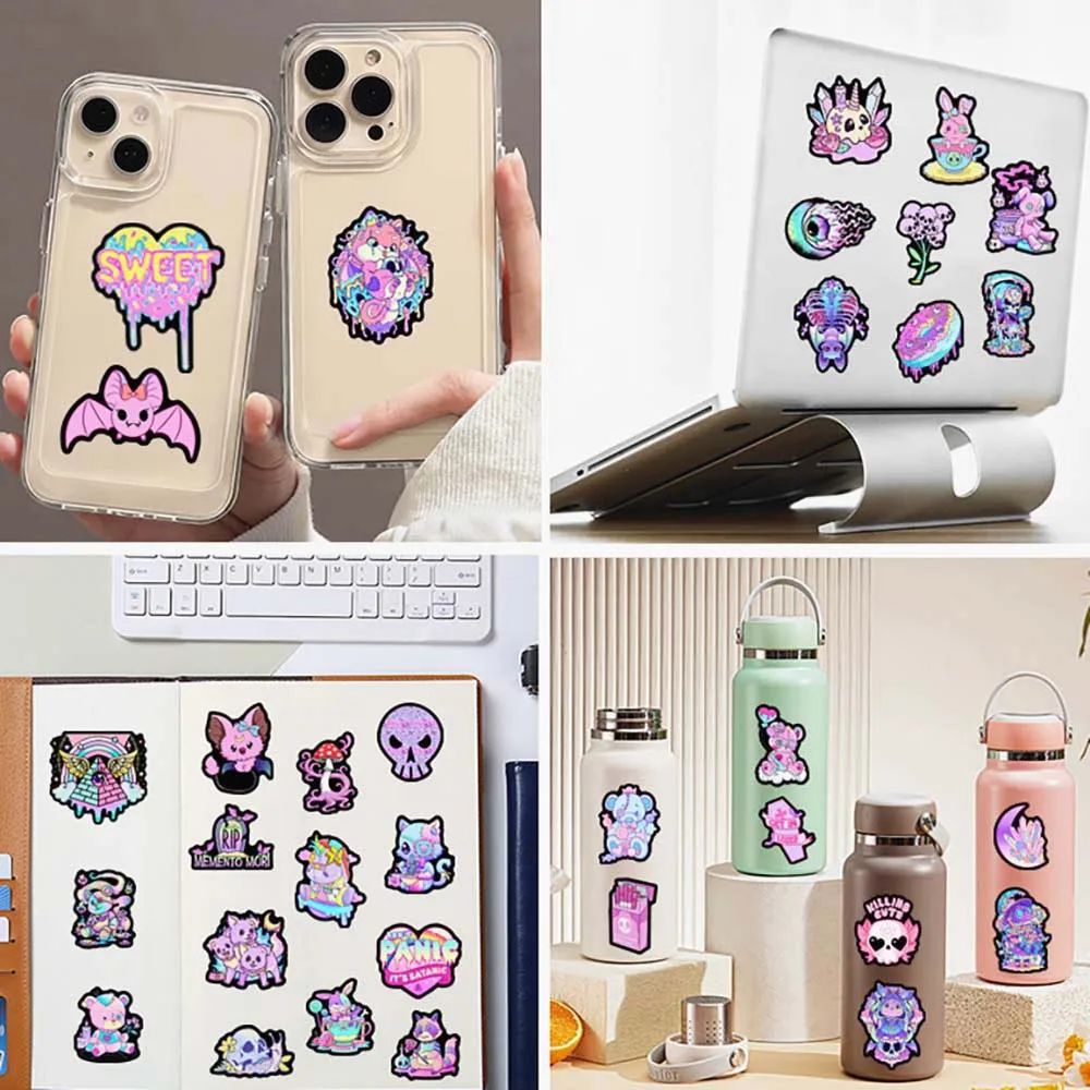 50pcs Cartoon Gothic Horror Stickers Pack Cute Halloween Ani - 图3