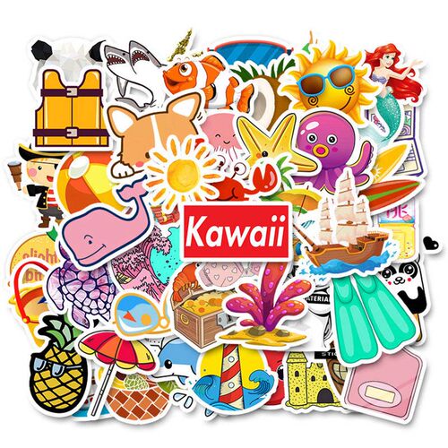 50PCS Cool Summer Vsco Stickers Pack Pink Girl Anime Stiker - 图1