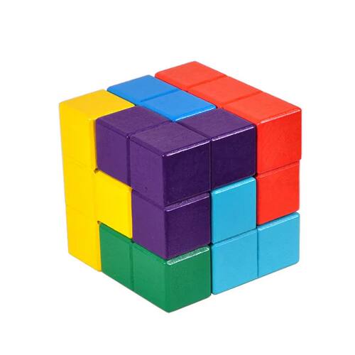 1PCS 3D Wooden Soma Cube Toys Puzzle Games Brain Challenge G - 图0
