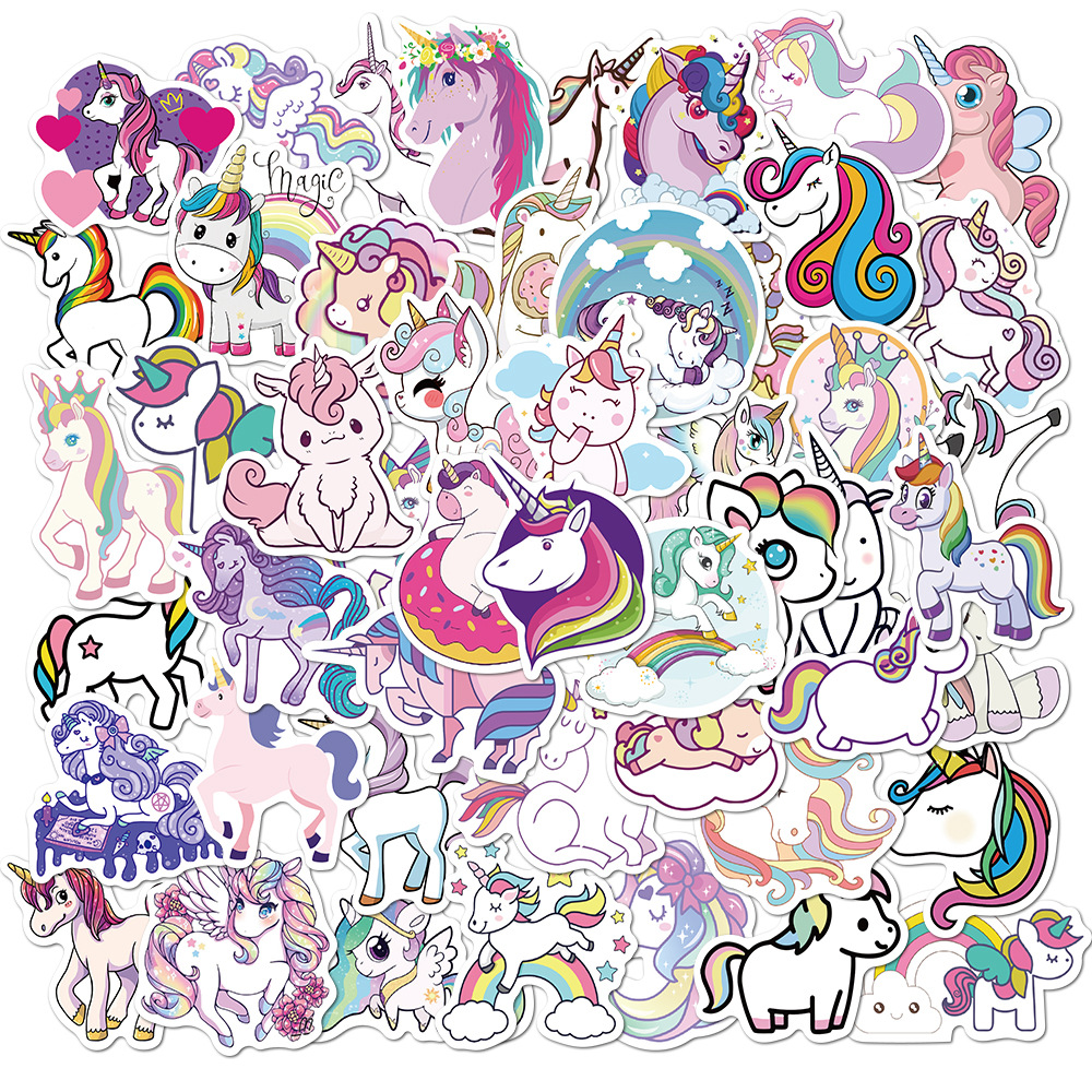 50pcs cartoon patn unicorn graffiti stickers luggage - 图0