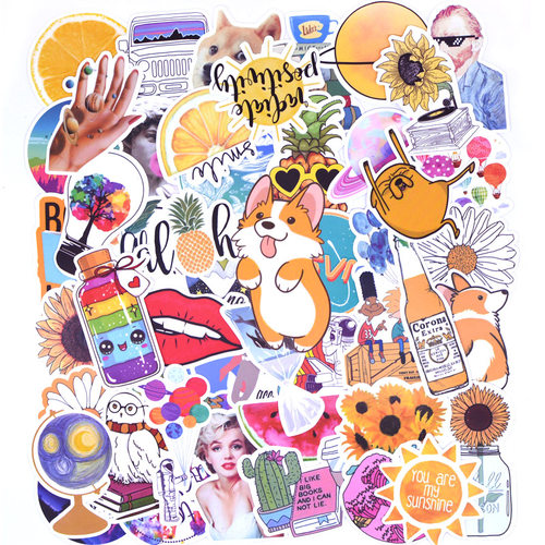 50PCS Cool Summer Vsco Stickers Pack Pink Girl Anime Stiker - 图2