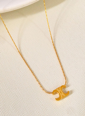 洗澡不用取！镀18K彩金凯旋门轻奢项链女锁骨颈链小众设计感高级