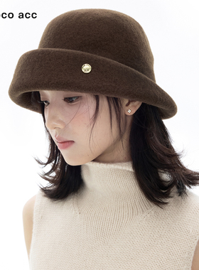 Lacoco高品质绵羊毛礼帽渔夫帽女