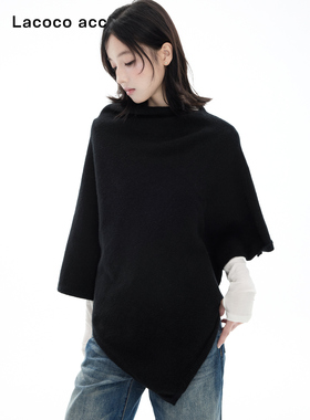 Lacoco老钱风针织斗篷披肩女