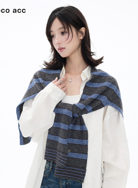 Lacoco复古条纹针织披肩女