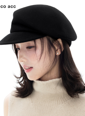 Lacoco复古纯羊毛报童帽女