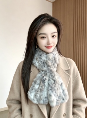 新款韩版龙猫编织皮草围巾美洲栗鼠毛青紫蓝女围脖双面秋冬保暖