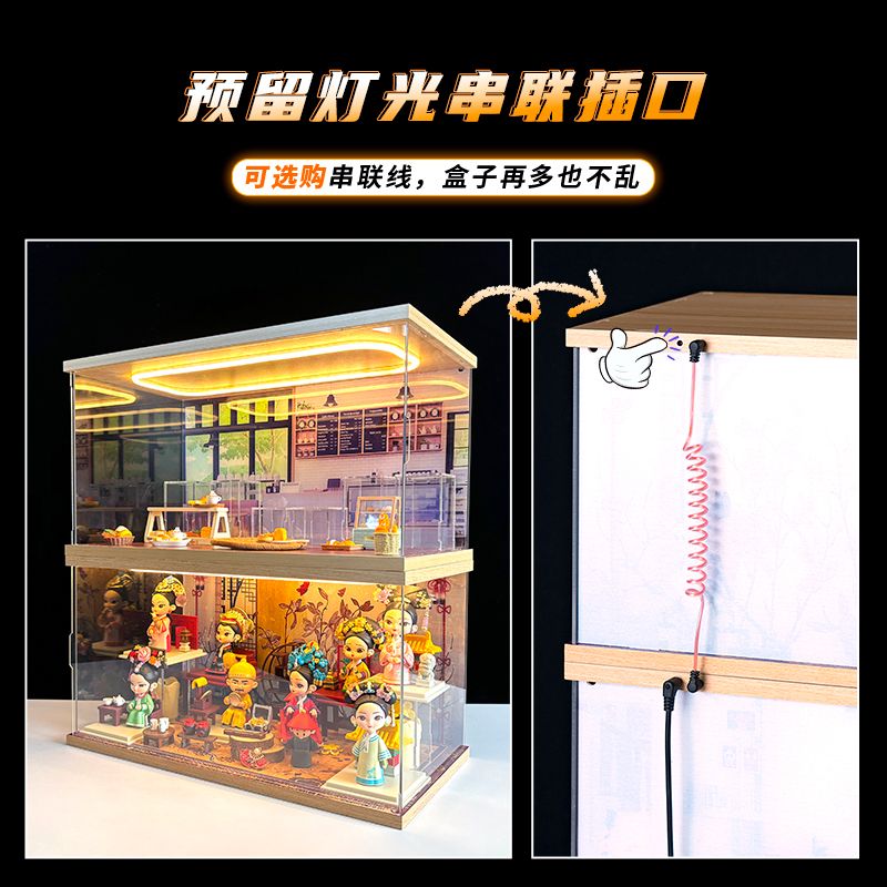 场景盒适用泡泡玛特 MOLLY面包脑袋系列盲盒蛋糕摆件灯光款展示盒 - 图1