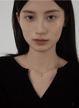 纯银巴黎暗六芒星项链轻奢莫桑石镀金色简约进口时尚百搭气质