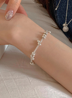 转运珠ins百搭设计感纯银圈圈手链女轻奢简约精致小众高级感手饰