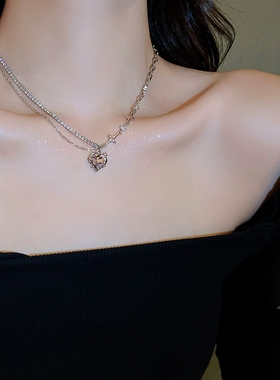 辣妹标配！个性百搭！黑色项链气质名媛锁骨链女高级感不掉色