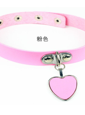 跨境动漫摇滚原宿朋克哥特爱心吊坠项链皮项圈皮革项链颈链手链