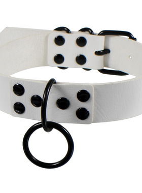 欧美暗黑哥特风朋克pu皮革项圈项链 时尚全黑钉O形颈圈颈链锁骨