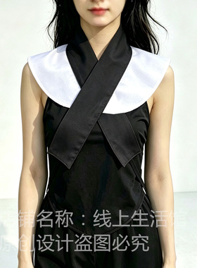 汉服义领古装织金缎面珍珠假领衣领交领子明制圆领袍内搭斜襟立领